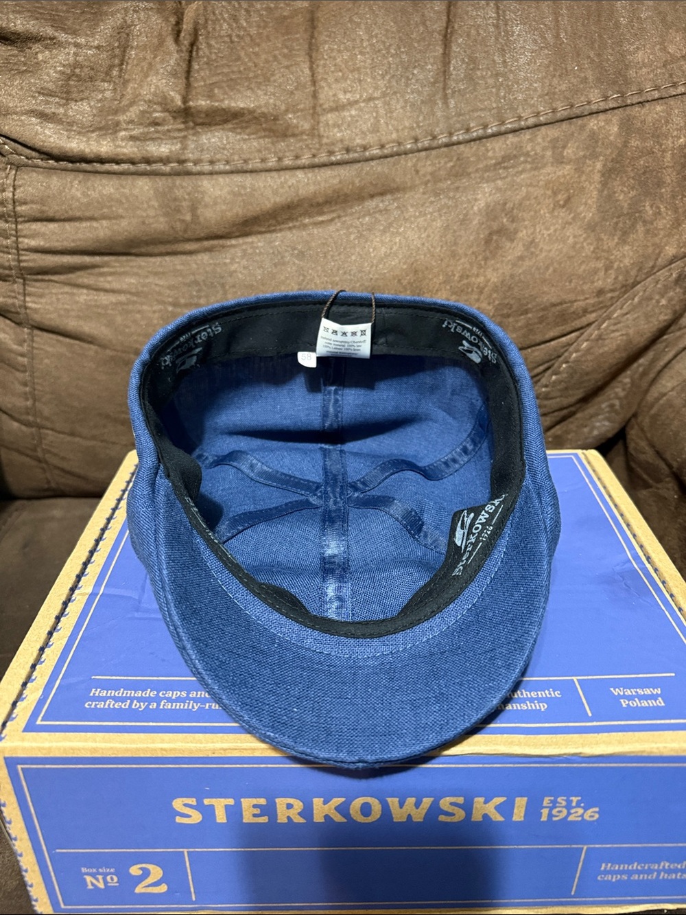 Sterkowski Rusty (Linen) Six Panel Flat Cap in Medium Blue (58 cm) - Picture 7 of 8